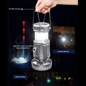 6 in 1 portable outdoor LED camping lantern with fan solar charge rechargeable light energy saving tent lamp flashlight - Image 2