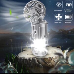 6 in 1 portable outdoor LED camping lantern with fan solar charge rechargeable light energy saving tent lamp flashlight - Image 1
