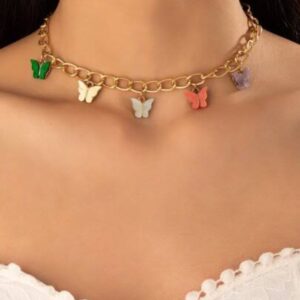 Elegant Multi Color Butterfly Chain Material Alloy /Beautiful Chain Necklace with Butterfly charms (Random Colors) - Image 1