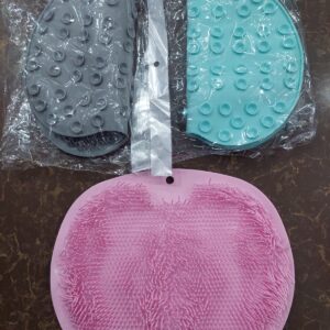 Body Wash Brush Shower Foot & Back Scrubber Mat, Wall Stick Suction Silicone Bathroom Scrubber (Random color) - Image 3