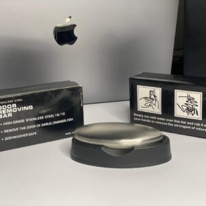 Odor removing steel soap bar with stand and box | soap for lazy people | Odor Remover Bar Deodorant Metal Soap Stainless Steel Soap Bar Eliminating Smell Like Onion, Garlic or Fish and Holder Dishes for Kitchen - Image 1