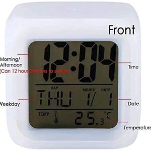 Creative Alarm Clock Sublimation LED Digital Clock 7 Color Changing Light Night Glowing Kids Desk Clock - Image 4