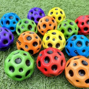 pack of 2 High Resilience Hole Ball Soft Bouncy Ball Anti-fall Moon Shape Porous Bouncy Ball Kids Indoor Outdoor Balls High Bouncing Moon Stress Ball (random color) - Image 4