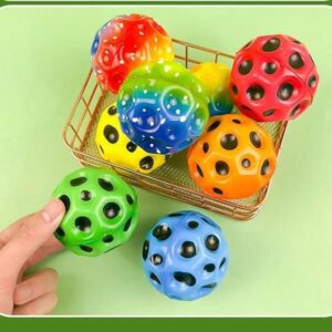 pack of 2 High Resilience Hole Ball Soft Bouncy Ball Anti-fall Moon Shape Porous Bouncy Ball Kids Indoor Outdoor Balls High Bouncing Moon Stress Ball (random color) - Image 3