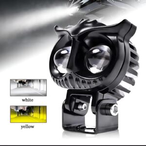 2 Pcs OWL Shape Fog Yellow-White & Flash light Low & High Beam Owl Plastic Body Spot Light for All Cars And Bikes 9V-60V 40W - Image 1