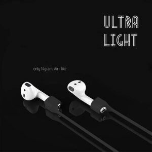 (Combo deal 1 Black x 1 White ) Anti Lost Silicone Earphone Rope Holder Cable For AirPods Strap Wireless Bluetooth Headphone Neck Strap Cord String 55CM - Image 4