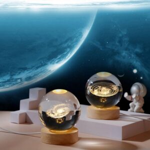 (10 / 60 mm) 3d  Crystal Ball Night Light With Wooden Base For Boys And Girls - Image 3