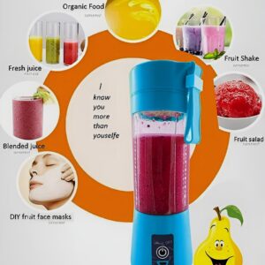 Portable Mini 6 blade Juicer blender | Outdoor Juicing Cup (380ml) - Rechargeable (random Color) - Image 4