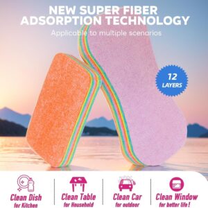 12-Layer Tearable Rainbow Rag, Reusable Dual Sided Dish Sponge, Rainbow Scrub Sponge, Multi-Purpose Cleaning Rag for Cars, Glass, Furniture (Random color) - Image 1