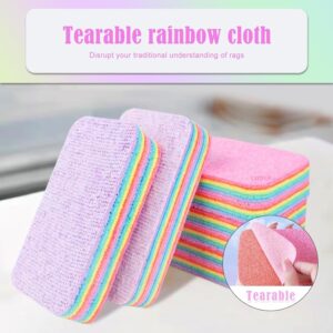 12-Layer Tearable Rainbow Rag, Reusable Dual Sided Dish Sponge, Rainbow Scrub Sponge, Multi-Purpose Cleaning Rag for Cars, Glass, Furniture (Random color) - Image 4