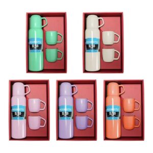 New Shape Vacuum Flask stainless steel Bottle with 2 Cups and Gift Box 550 ML (Direct Sip Option) (random color) - Image 5
