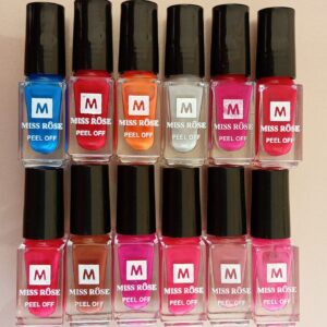 Pack of 12 Nail Polishes  Miss Rose Nail Polish  Peel Off - Image 1