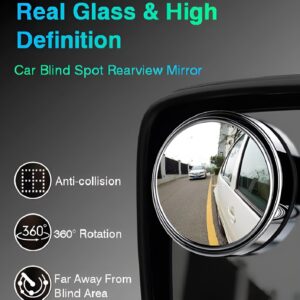 2 PCs rotatable Car Round Mirror Original Glass Rear view Blind spot Side Mirror rotatable lens - Image 3
