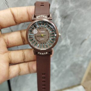 Curren Rubbar Belt Ladies Watch Model Diamond Round - Without Box - Image 1