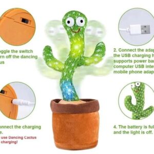 Interactive Dancing Cactus Toy ? Singing, Talking, Voice Recording Plush with USB Rechargeable Function ? Fun Educational Gift for Babies and Kids (Ages 6 Months & Up) - Rechargeable & With Box - Image 1
