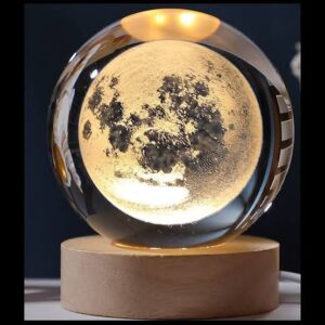 (10 / 60 mm) 3d  Crystal Ball Night Light With Wooden Base For Boys And Girls - Image 4