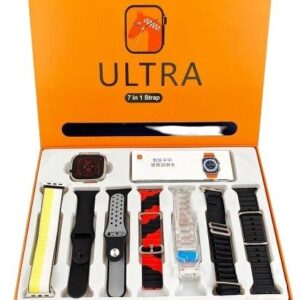 7-in-1 Ultra Smart Watch ? Advanced Multi-Feature Fitness Tracker with Heart Rate Monitor, Sleep Tracking, Bluetooth Calling, Sports Modes & More Random Color Straps - Smartwatch With 6 Silicone Stripes And 1 Metal Strip - Image 2