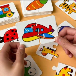 32 PCs - Montessori Toddler Card Matching Education Puzzle Toy Cartoon Jigsaw (Random shape Puzzle) - Image 4