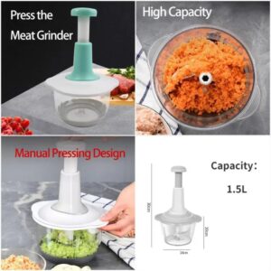 Manual Hand Push Chopper | Multi-functional Vegetable Meat Grinder, Grater, Chopper -2 Liter (Random Color) - Image 5