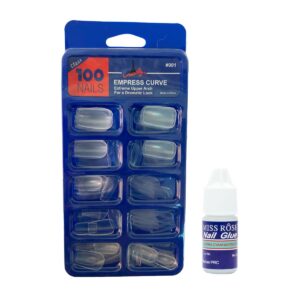 (square shape )Artificial Nails 100pcs With Nail Glue, Beautiful Fancy Fake Nails ,Acrylic Nails Kit Transparent & Natural False Nail - Image 1