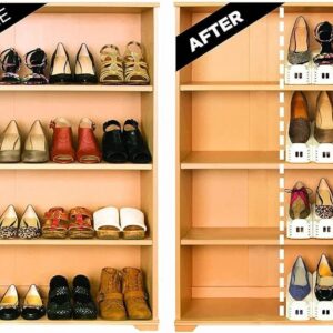 Pack of 2 Double Layer Adjustable Shoe Bracket Storage Shoe Rack | 2 In 1 Foldable Shoe Holder Space Saving (Random color) - Image 3