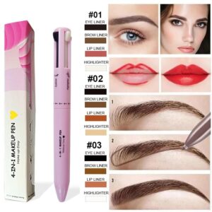 4 in 1 Waterproof Makeup Pen Eyebrow Pencil Long Lasting Easy Lip Color Liner Highlight Lying Silkworm Eyeliner Pen Makeup Tools (Random Color) - Image 5