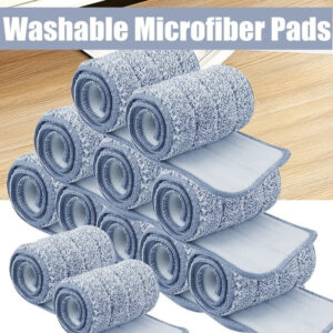 Pack of 2 Washable Durable Replacement Microfiber Pads Dust Push Mop Cloth for Flat Squeeze Mop 33X12CM - Image 4