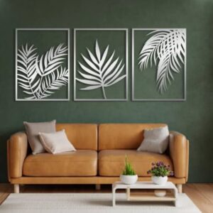 Leafs wall art  Room decoration sticker Golden & Silver - Image 1