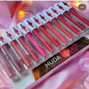 Pack Of 12 Multicolor Lip Gloss Huda Beauty For Girls And Women - Image 1
