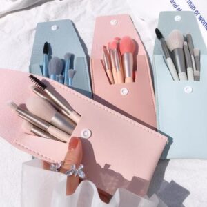 8 Pieces Cute Brushes With Leather Pouch (random color) - Image 3