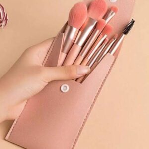 8 Pieces Cute Brushes With Leather Pouch (random color) - Image 1