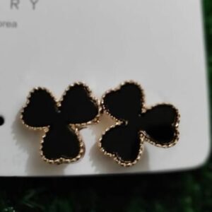 1 Pair Black  Mini hearts trending earrings - Image 2