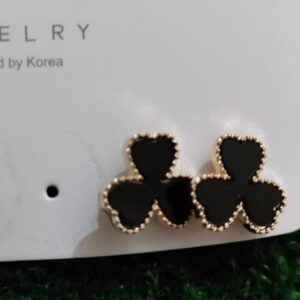 1 Pair Black  Mini hearts trending earrings - Image 1