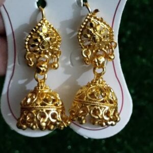 1 Pair Golden antique jhumke - Image 1