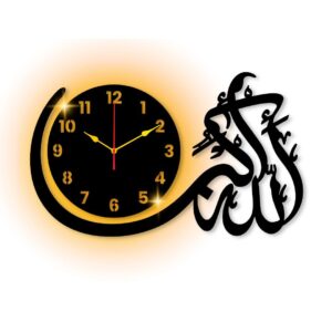 ( With light ) Allah hu Akbar Wall Clock I Wall clocks for bedroom I Quartz Watch DIY Design - Image 1