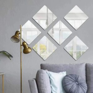 (silver )Square Mirror  Home Wall art  6 in 1 box - Image 1