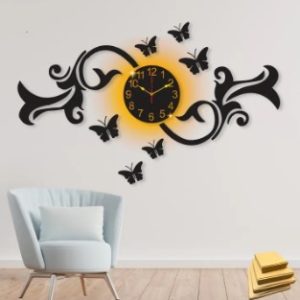 3d unique style butterfly wall clock I Wooden Wall Clock  with light - Image 1