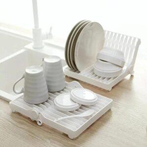 Small Kitchen Foldable Dish Plate Drying Rack | Multipurpose Space Saving Storage Organizer Plastic Rack (Random color) - Image 3