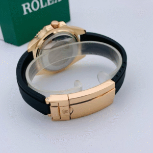 ( Golden ) Rolex Stylish Watch for Men Adjustable Rubber Strap | Heavy Master Lock | Steel Buzzle Working - Without Box - Image 2