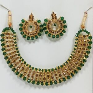 Colorful chowker neckless and  crystal round earrings  jewellery set for girls, womans - Image 4