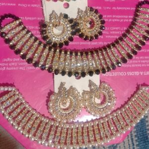 Colorful chowker neckless and  crystal round earrings  jewellery set for girls, womans - Image 2