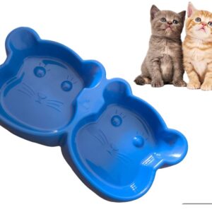 Cat Shaped Double food bowl Pet Plastic food bowl (Random Color) - Image 3