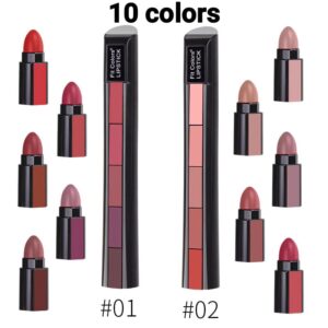 ( pack of 2 ) 5-in-1 Lipstick  | Five Shades In One| Long Lasting, Matte Finish| - Image 5