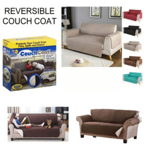 (double SofaR COVER) EVERSIBLE WASHABLE COUCH Sofa COAT COVER - Brown - Image 4