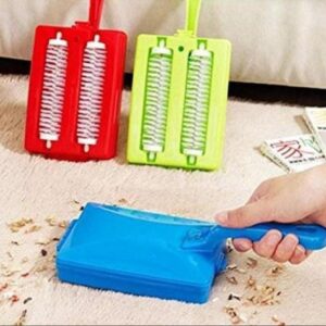 Handheld Carpet Table Crumb Sweeper Plastic Dual Brush Cleaner Collector Roller (random color) - Image 5