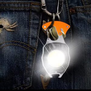 Multifunction Keychain COB Work Lights Strong Magnet Mini Torch with Cigarette Lighter Screwdriver USB Rechargeable Flashlight (Random color) - Image 4