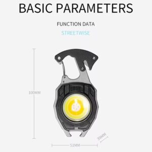 Multifunction Keychain COB Work Lights Strong Magnet Mini Torch with Cigarette Lighter Screwdriver USB Rechargeable Flashlight (Random color) - Image 1