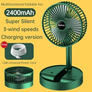 Rechargeable - Portable Telescopic Folding Fan Table Desk Fan | 3 Speeds Adjustable height Fan (Random color) - Image 3