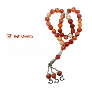 Brown Sulemani Aqeeq Stone Tasbeeh (Original) | 33 Beads | 10 MM Size | Religious Islamic Tasbih Gift - Image 1