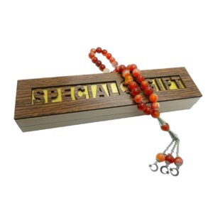 Brown Sulemani Aqeeq Stone Tasbeeh (Original) | 33 Beads | 10 MM Size | Religious Islamic Tasbih Gift - Image 2